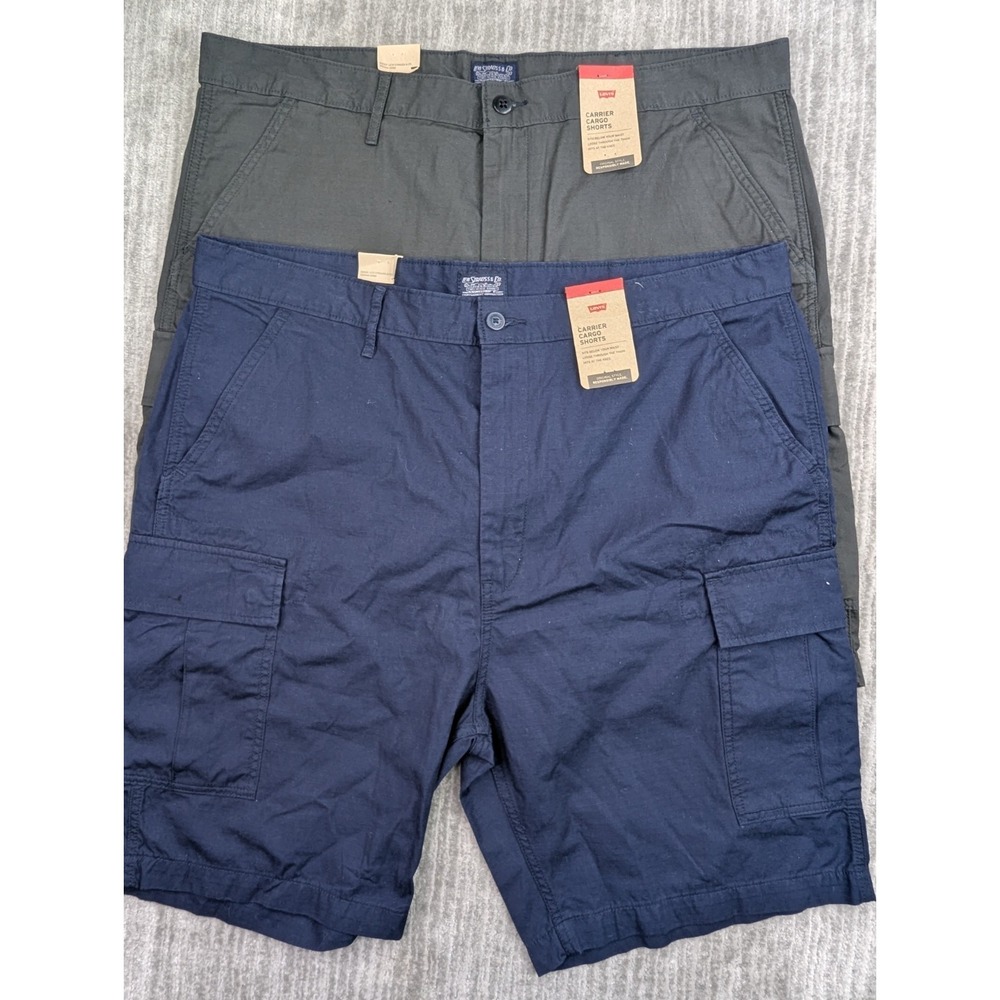 Lot of 2 Levis Carrier Cargo Shorts Men's 40 Loose Fit Dark Blue & Gray NWT